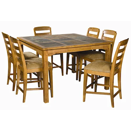 7 Piece Casual Counter Height Table and Stool Set